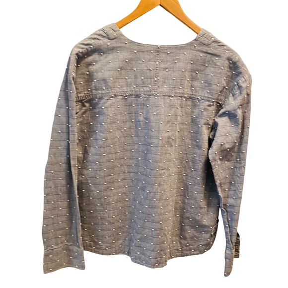 Derek Lam 10 Crosby Grey Chambray V-Neck Popover Top - Picture 2 of 6